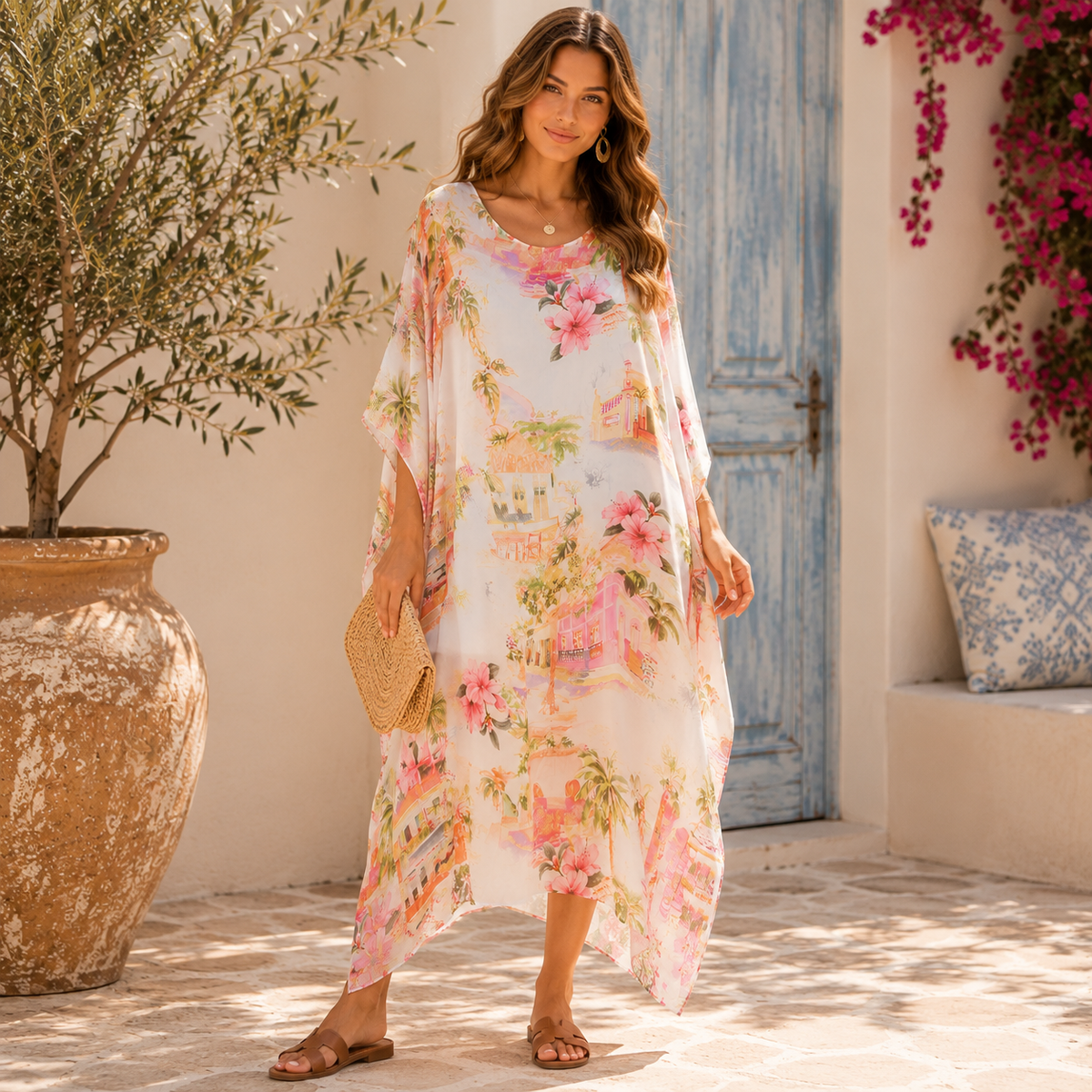 Vera May white Italian silk dress 8571-4