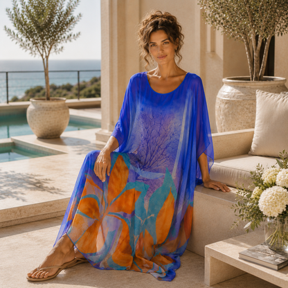 Vera May blue Italian silk dress 8571-1