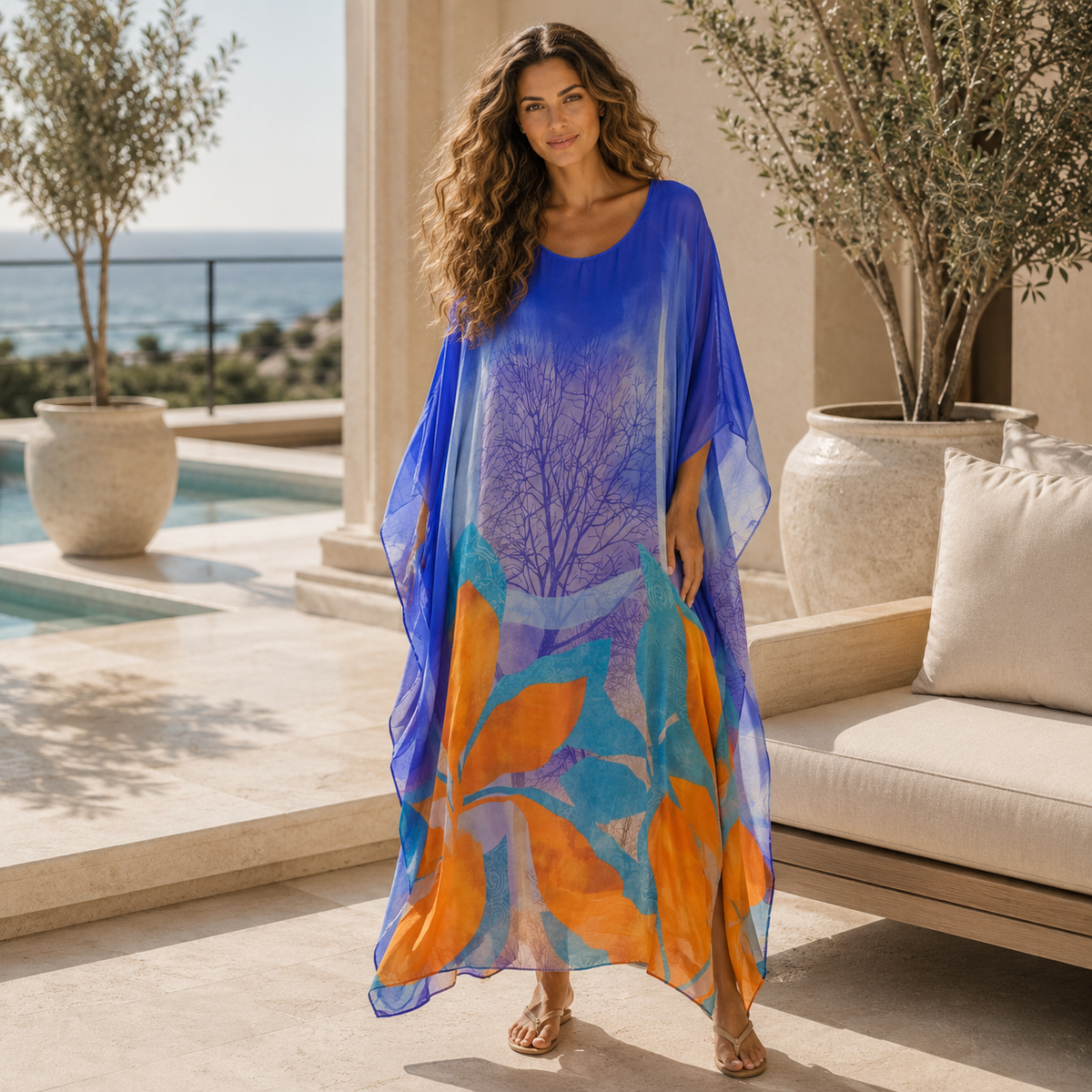 Vera May blue Italian silk dress 8571-1