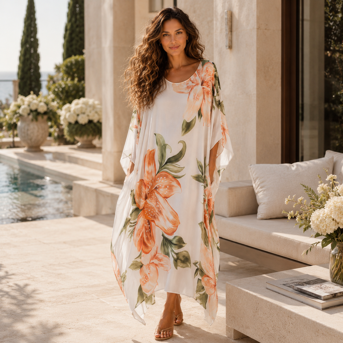 Vera May beige Italian silk dress 8571-2