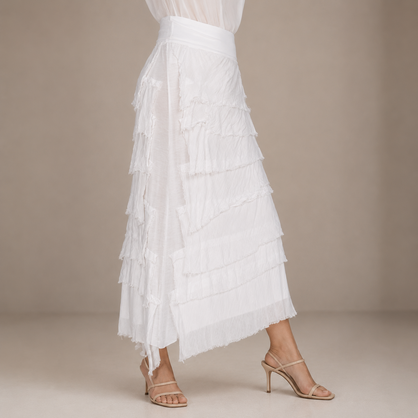 VERA MAY WHITE ITALIAN SILK SKIRT 9608