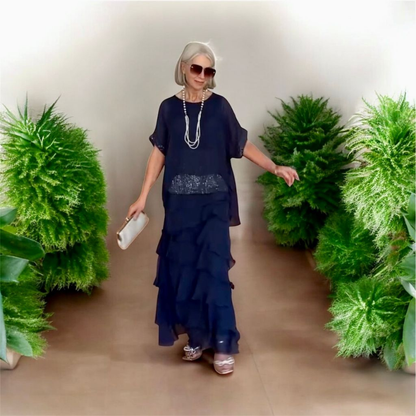 VERA MAY NAVY ITALIAN SILK TOP 16112