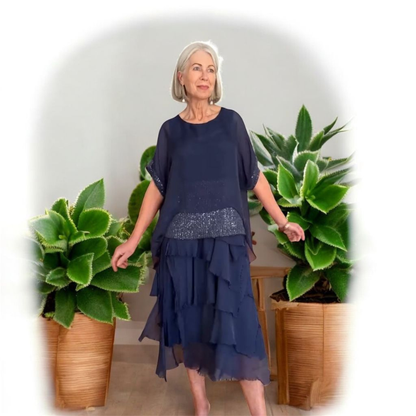 VERA MAY NAVY ITALIAN SILK SKIRT 9608