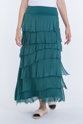 VERA MAY GREEN ITALIAN SILK SKIRT 9608