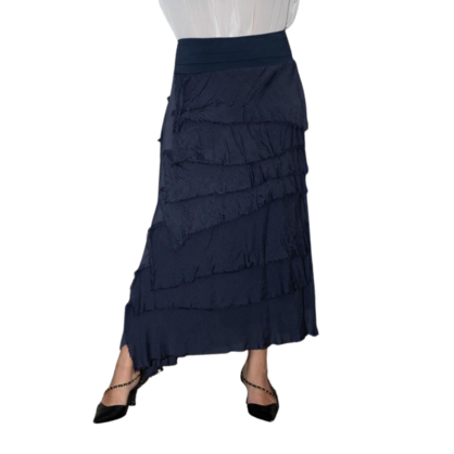 VERA MAY NAVY ITALIAN SILK SKIRT 9608