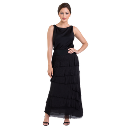 VERA MAY BLACK ITALIAN SILK SKIRT 9608