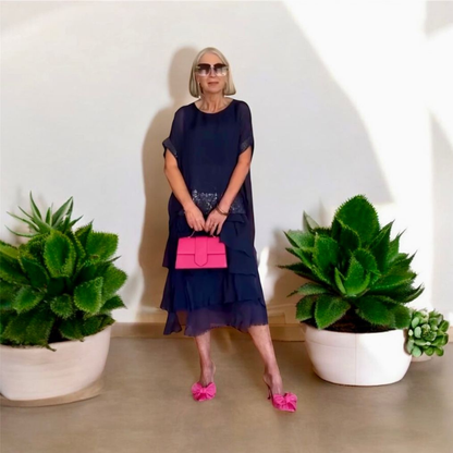 VERA MAY NAVY ITALIAN SILK TOP 16112