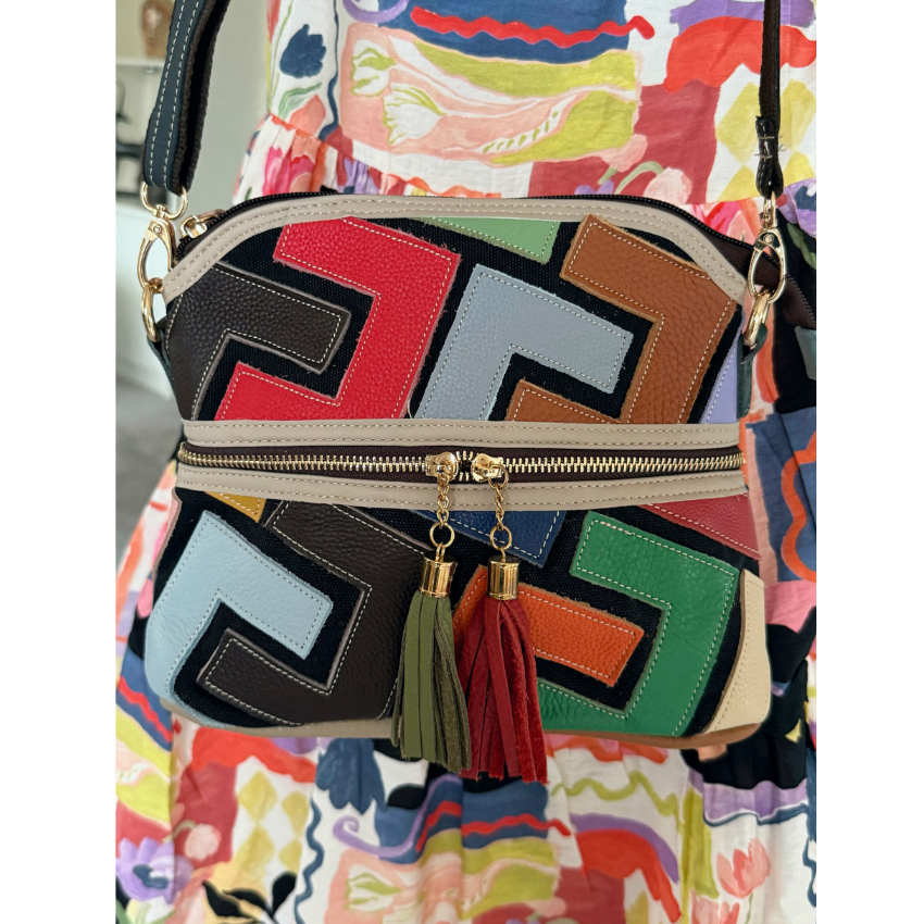A88-9 MULTI GENUINE LEATHER VERA MAY HANDBAG