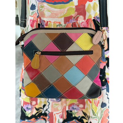 A88-9 MULTI GENUINE LEATHER VERA MAY HANDBAG