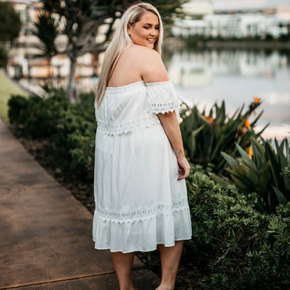 ABIGAIL WHITE MIDI WHITE DRESS BY VERA MAY