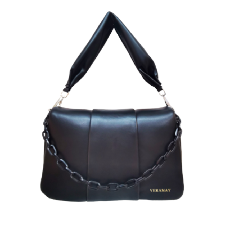 VERA MAY ALEXIS BLACK VEGAN LEATHER HANDBAG