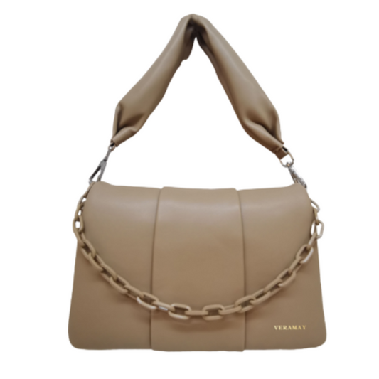 VERA MAY ALEXIS KHAKI VEGAN LEATHER HANDBAG