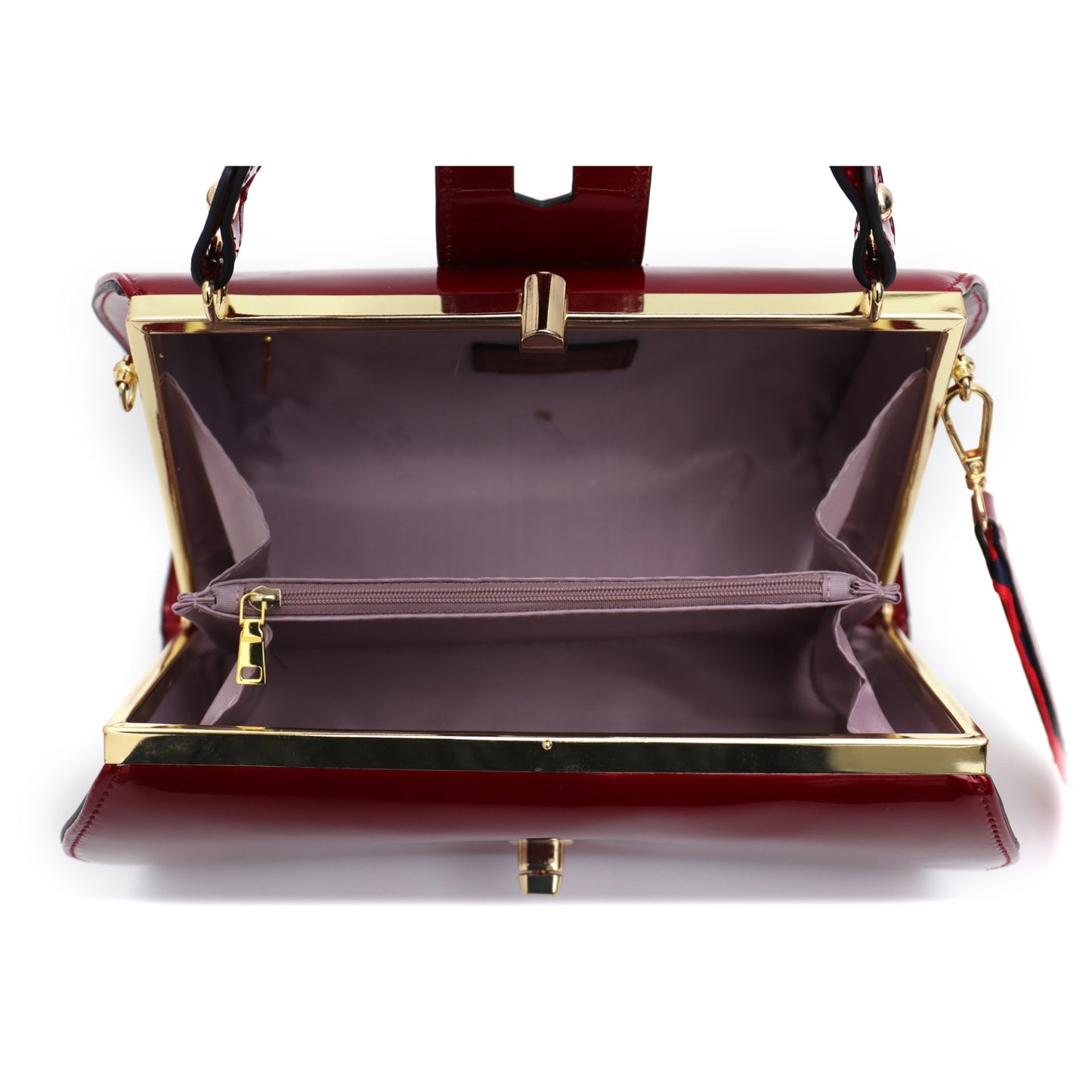Bessie Vera May Shiny Patent Vegan Red Handbag