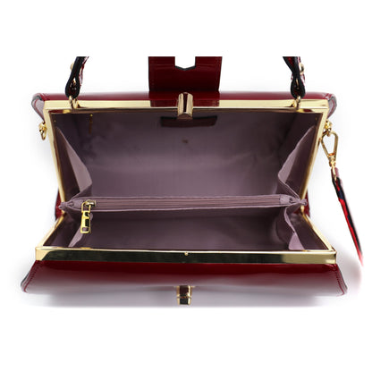 Bessie Vera May Shiny Patent Vegan Red Handbag