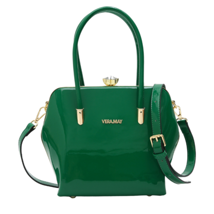 BRYSON VERA MAY SHINY PATENT VEGAN GUCCI GREEN HANDBAG