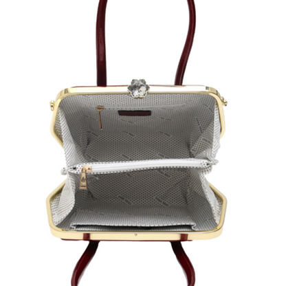BRYSON VERA MAY SHINY PATENT VEGAN RED HANDBAG