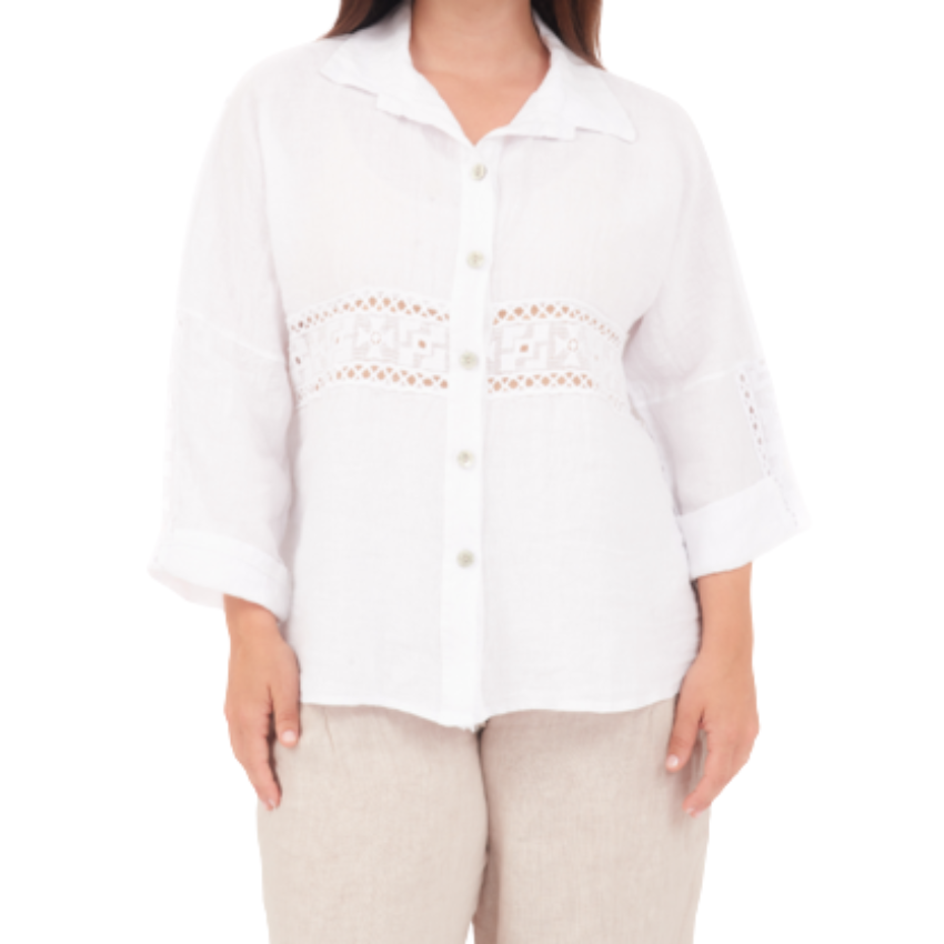 6673 BIANCO ITALIAN LINEN TOP