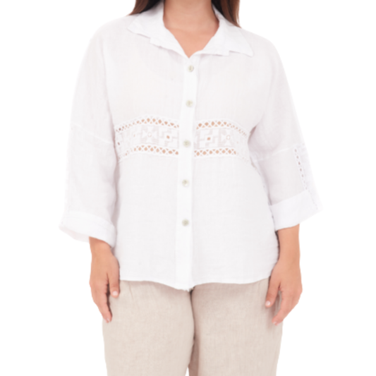 6673 BIANCO ITALIAN LINEN TOP