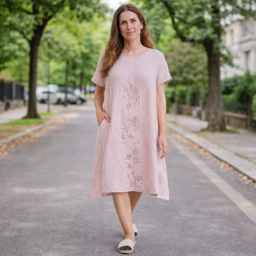 VERA MAY ITALIAN LINEN ROSA DRESS 6002