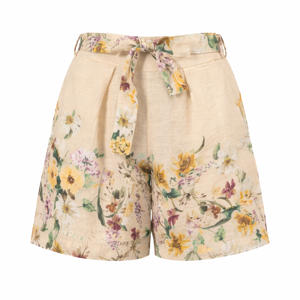 VERA MAY ITALIAN LINEN LEMON FLORAL SHORT 6411