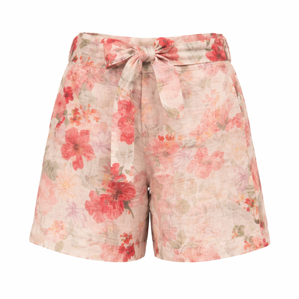 VERA MAY ITALIAN LINEN APRICOT FLORAL SHORT 6413