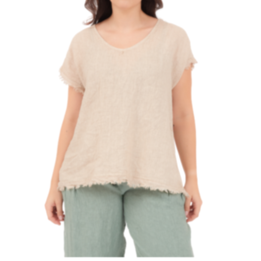 6121 ECRU ITALIAN LINEN TOP