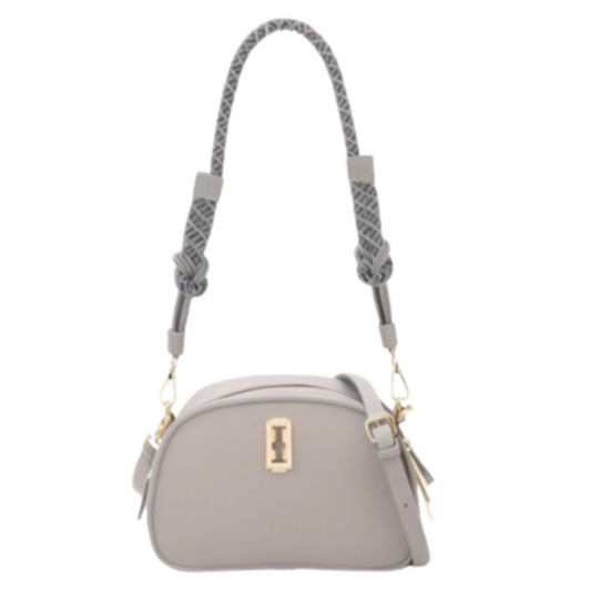 VERA MAY ELAINE GREY VEGAN LEATHER HANDBAG
