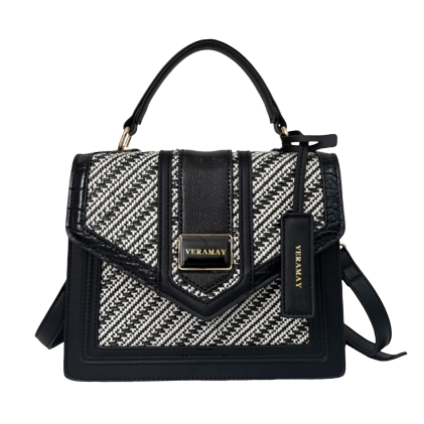 VERA MAY EMILY BLACK VEGAN LEATHER HANDBAG