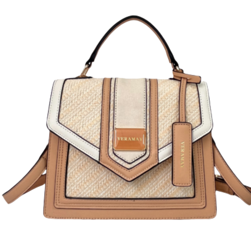 VERA MAY EMILY TAN VEGAN LEATHER HANDBAG