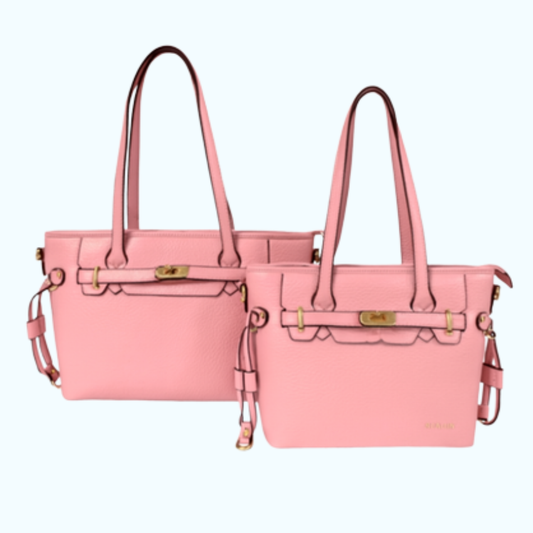 VERA MAY FERRA PINK SET OF 2 VEGAN LEATHER HANDBAG
