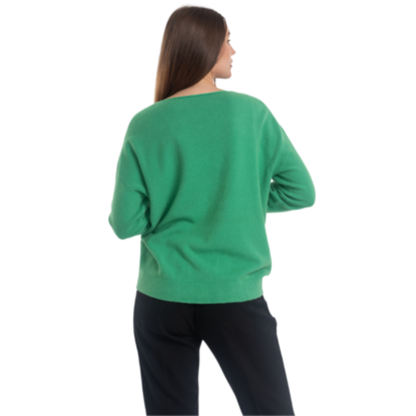 Vera May Italian Green V-Neck Sweater 0007