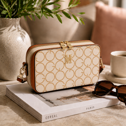 VERA MAY GLORIA BEIGE VEGAN LEATHER HANDBAG