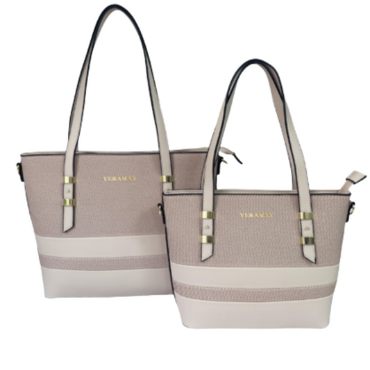 VERA MAY IGGI BEIGE SET OF 2 VEGAN LEATHER HANDBAG