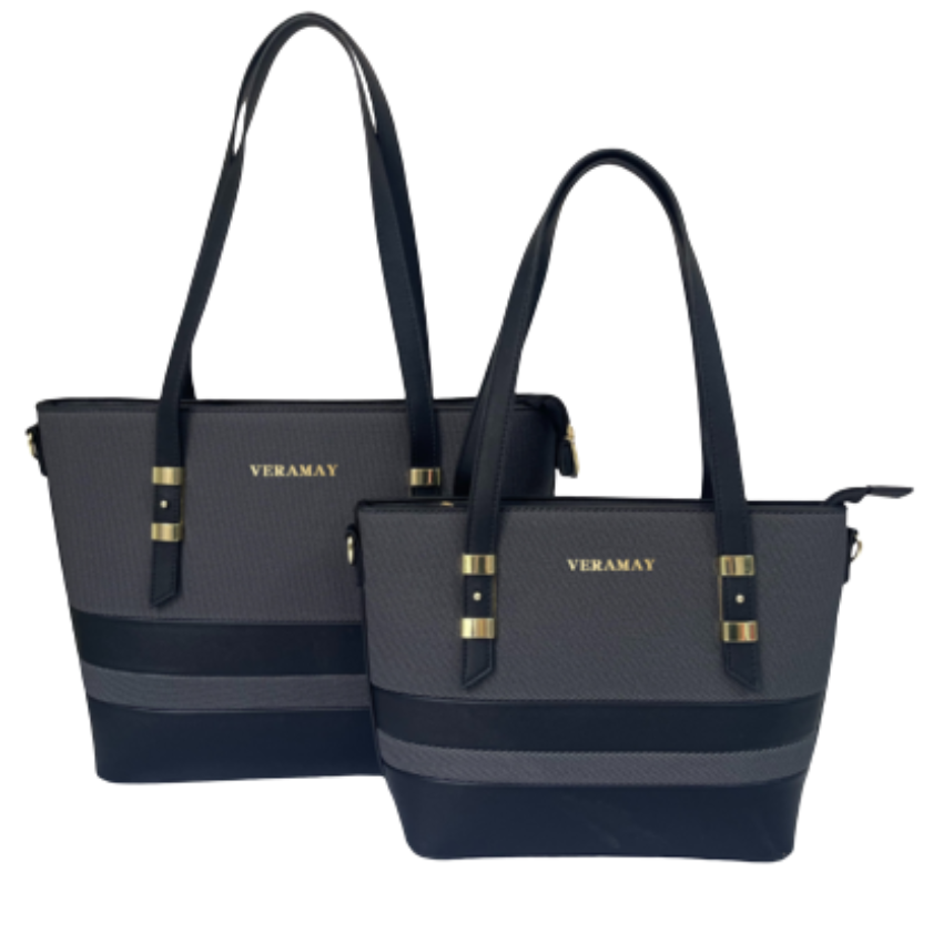 VERA MAY IGGI BLACK SET OF 2 VEGAN LEATHER HANDBAG