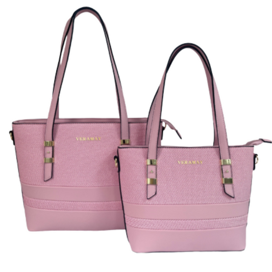 VERA MAY IGGI PINK SET OF 2 VEGAN LEATHER HANDBAG