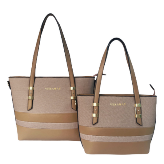 VERA MAY IGGI TAN SET OF 2 VEGAN LEATHER HANDBAG