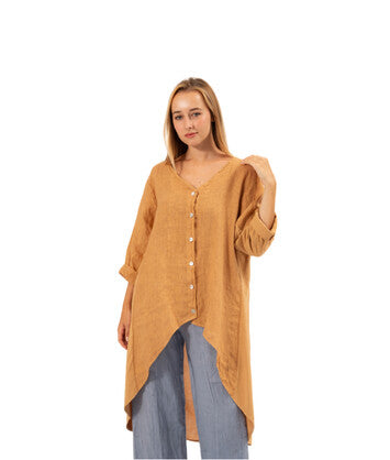 6341 CAMEL ITALIAN LINEN TOP