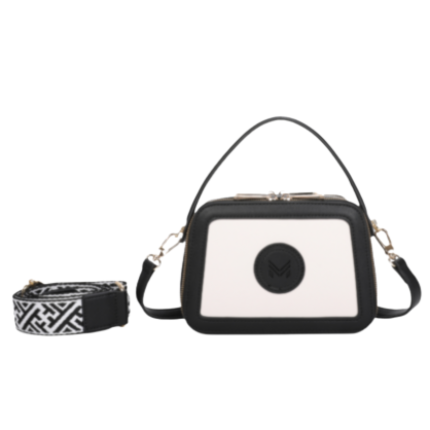 VERA MAY JEANI BEIGE/BLACK VEGAN FASHION HANDBAG