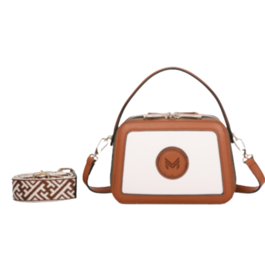 VERA MAY JEANI BROWN/BEIGE VEGAN FASHION HANDBAG