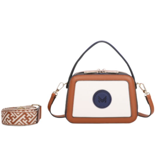 VERA MAY JEANI BROWN/NAVY VEGAN FASHION HANDBAG