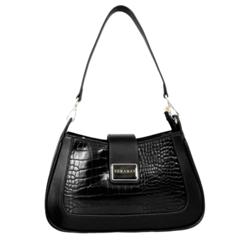 VERA MAY KALEY BLACK VEGAN LEATHER HANDBAG