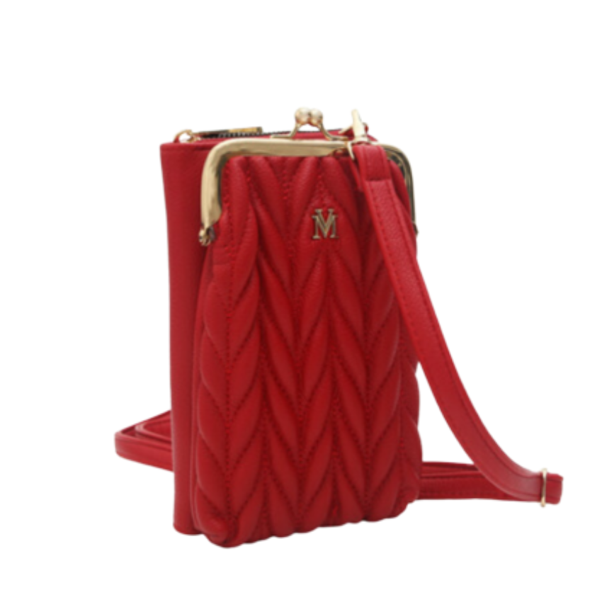 VERA MAY KALI RED VEGAN LEATHER HANDBAG