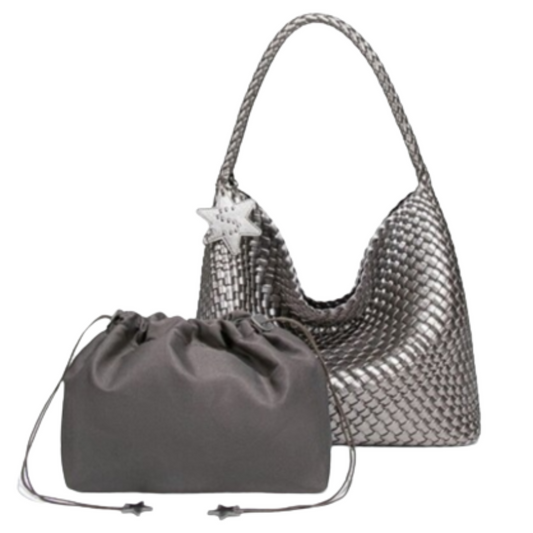 VERA MAY KAYA PEWTER VEGAN FASHION HANDBAG