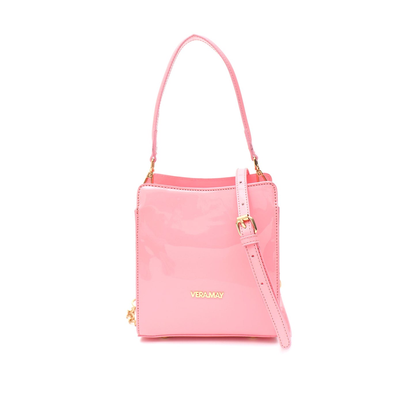 VERA MAY LEWIN PINK SHINY PATENT VEGAN LEATHER HANDBAG
