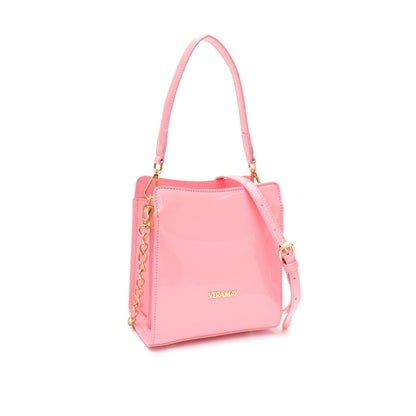 VERA MAY LEWIN PINK SHINY PATENT VEGAN LEATHER HANDBAG