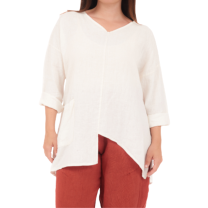 6669 LATTE ITALIAN LINEN TOP