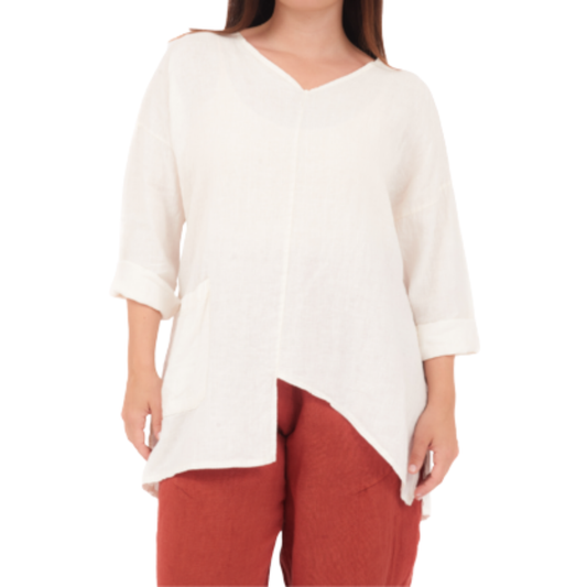 6669 LATTE ITALIAN LINEN TOP