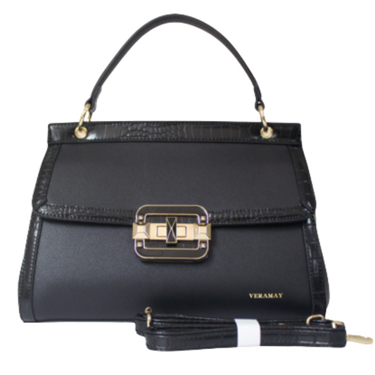 VERA MAY MENSIA BLACK VEGAN LEATHER HANDBAG