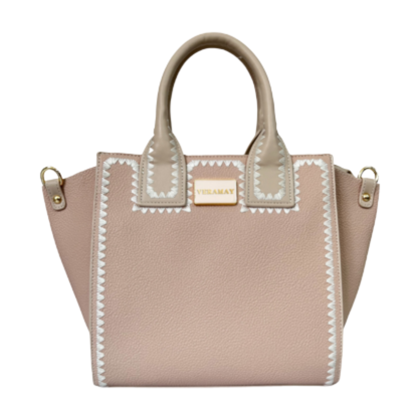 VERA MAY MIRA KHAKI VEGAN LEATHER HANDBAG