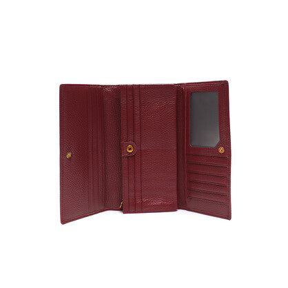 MOTO GENUINE LEATHER WOMENS WINE RED WALLET